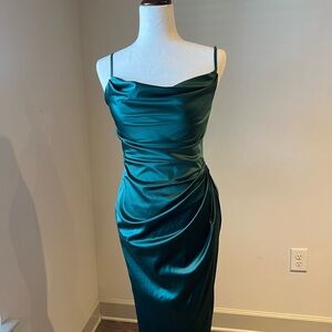 Elegant Green Satin Dress